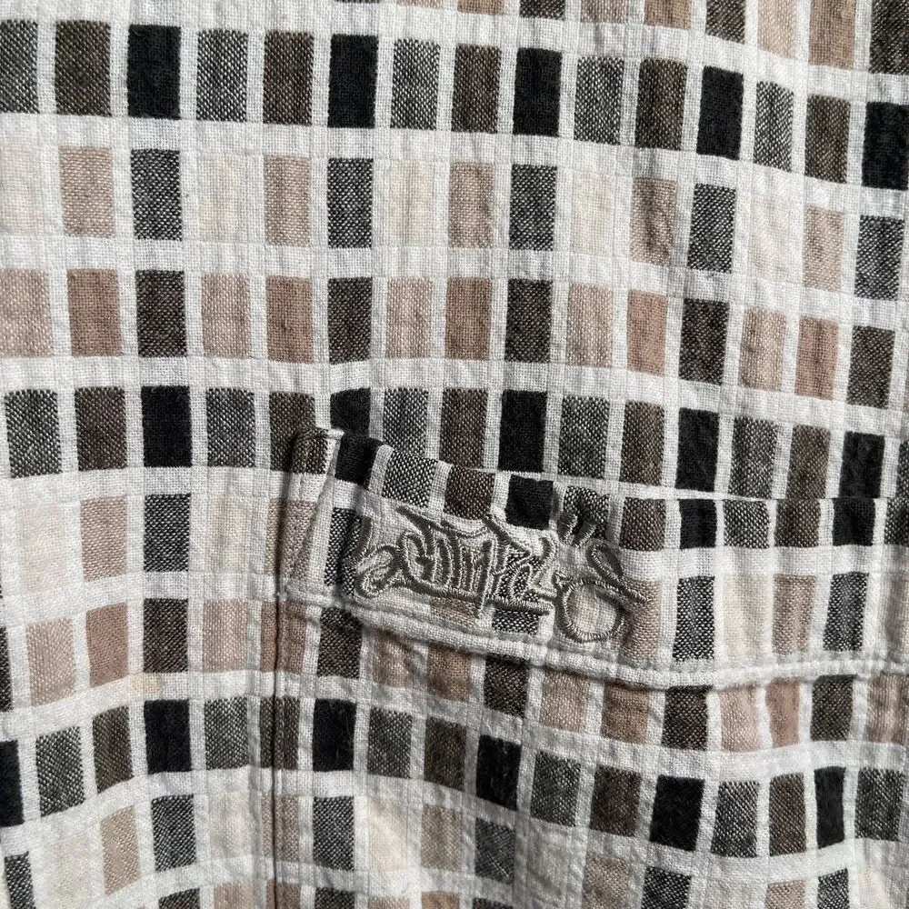 Southpole Shirt Men's XXL Textured Button Up Collared Short Sleeve Brown - Picture 9 of 9